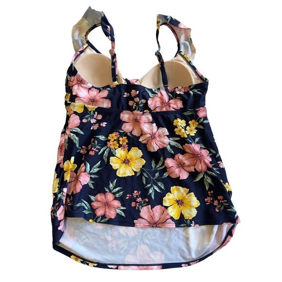 Isabel Maternity x Ingrid Navy Floral Peephole Tankini Top LARGE - Picture 3 of 12